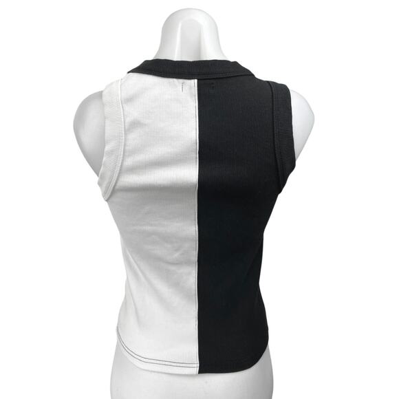Neuw Jonesy White Black Colorblock Sleeveless Camisole Crop Sweater Tank Top M - Picture 2 of 5